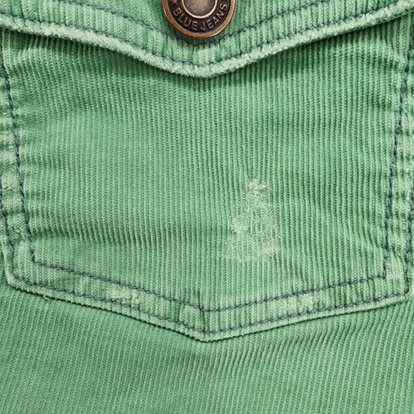 Vintage Y2K Old Navy Pants Womens 10 Green Corduroy Low Waist Flare Leg Preppy - Picture 5 of 14
